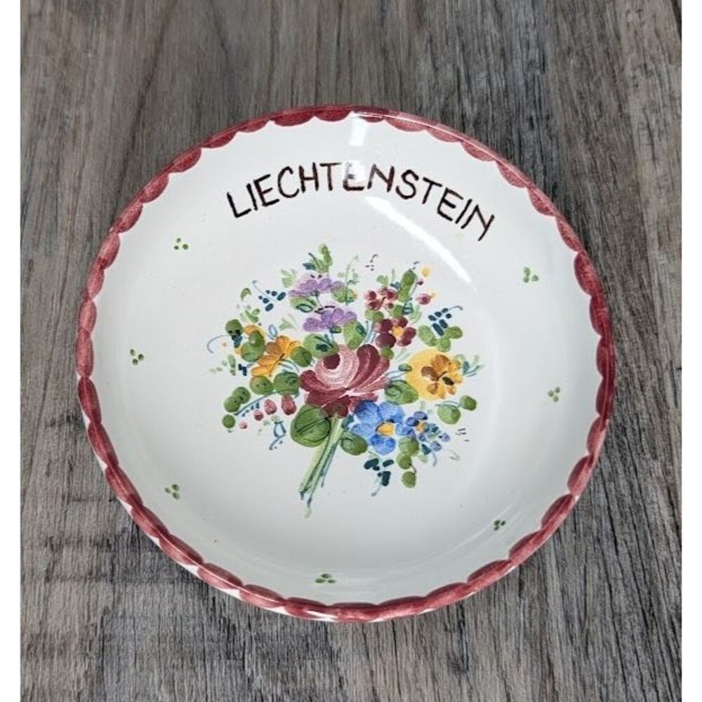 Vintage Handpainted 3.5" Liechtenstein Floral Trinket Dish Made in Austria